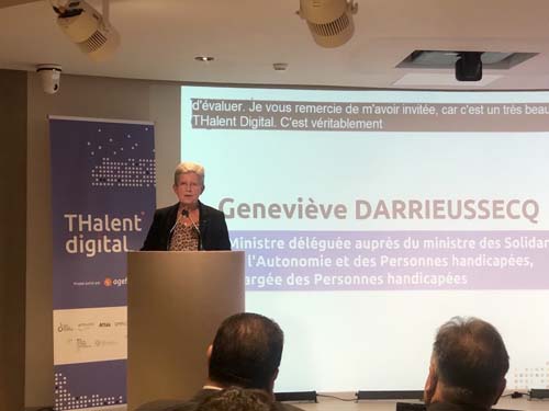 Geneviève Darrieussecq au lancement de la charte J'agis pour l'inclusion des personnes en situation de handicap par l'emploi dans les métiers du numérique